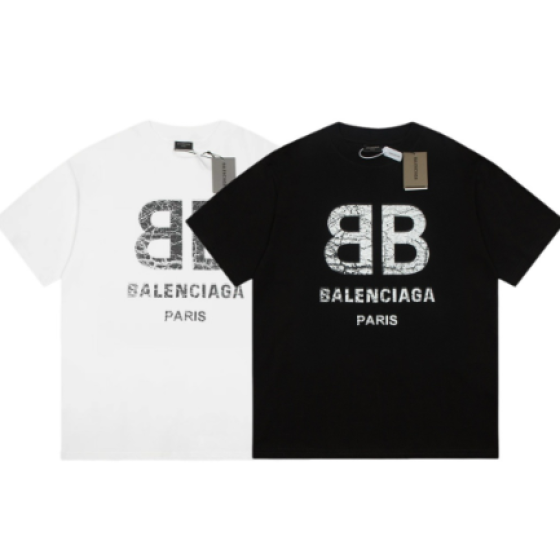 Balenciaga double B ripped print short-sleeved shirt
